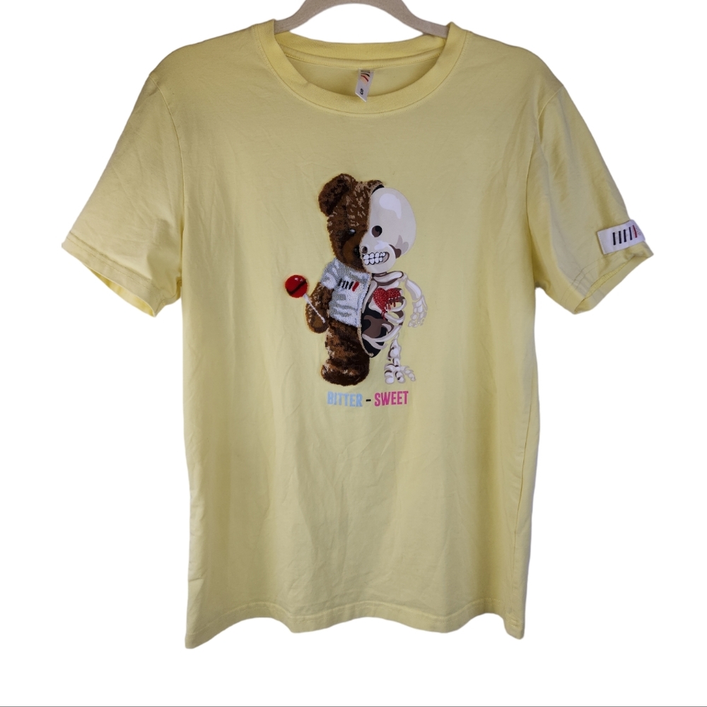 Fifth Loop Bitter Sweet Men's Tshirt 3D Teddy Bear Size Small Yellow